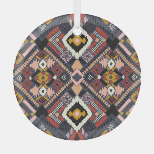 Tribal African Chevron Aztec Pattern Glass Tree Decoration