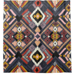 Tribal African Chevron Aztec Pattern Shower Curtain