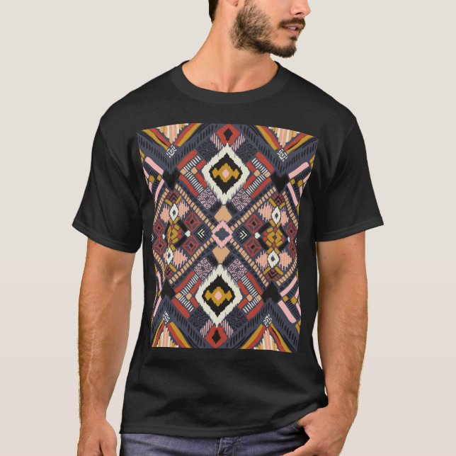 Tribal African Chevron Aztec Pattern T-Shirt (Front)