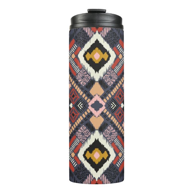 Tribal African Chevron Aztec Pattern Thermal Tumbler (Front)