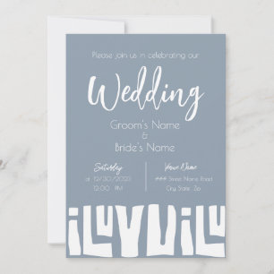 Tribal African Dusty Blue Wedding Invitation