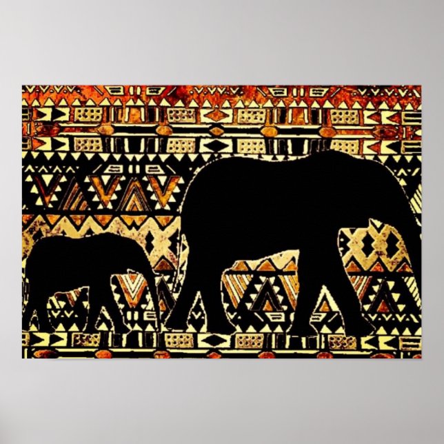 Tribal African elephant art poster (Front)