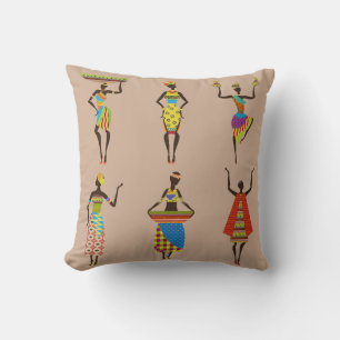 Tribal African ladies in ethnic colourful fashion Cushion