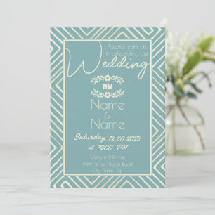 Tribal African Misty Blue Wedding Invitation