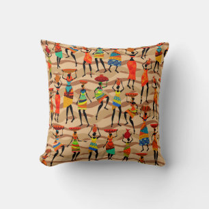 Tribal African Pattern Ethnic Brown Cushion