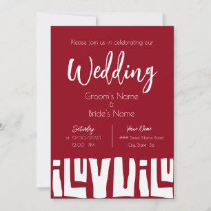 Tribal African Red and White Wedding Invitation