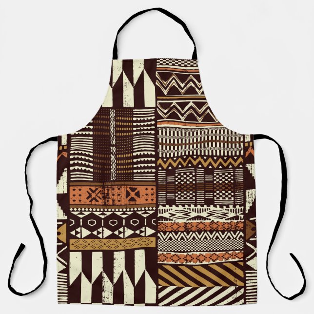Tribal African style fabric patchwork abstract vin Apron (Front)
