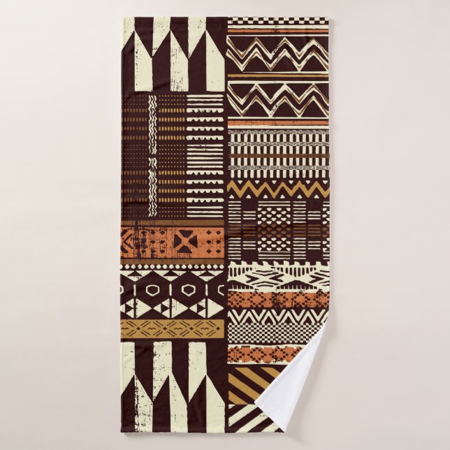 Tribal African style fabric patchwork abstract vin Bath Towel (Bath Towel)
