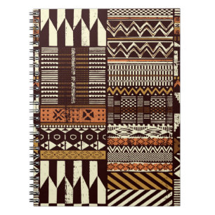 Tribal African style fabric patchwork abstract vin Notebook
