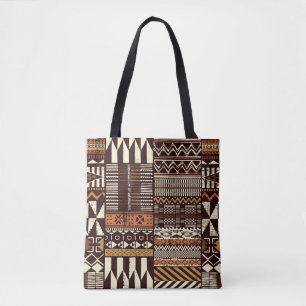 Tribal African style fabric patchwork abstract vin Tote Bag