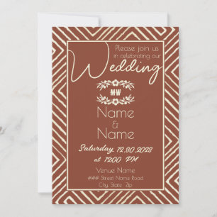 Tribal African Terracotta Burnt Orange Wedding Invitation
