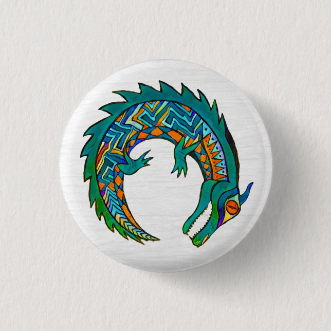 Tribal Alligator Art 3 Cm Round Badge (Front)
