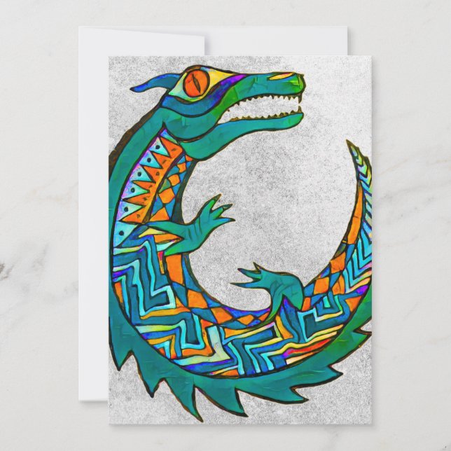 Tribal Alligator Art Invitation (Front)