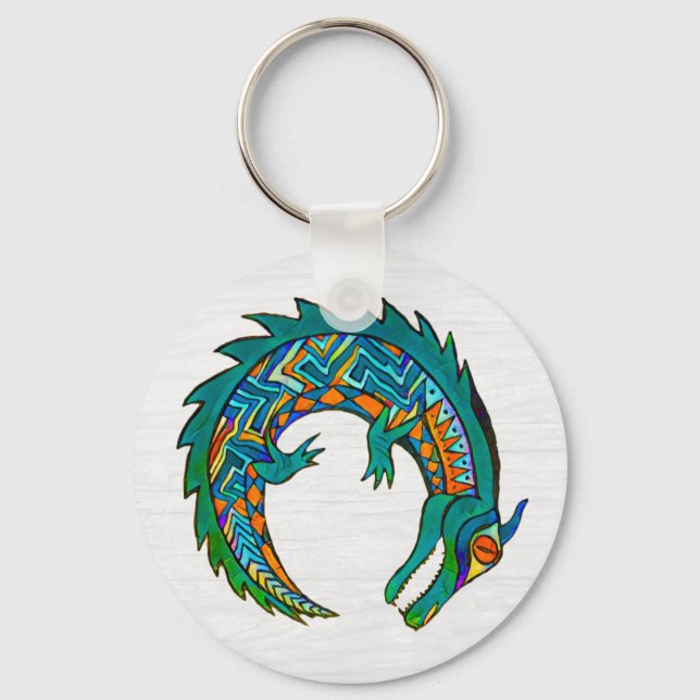 Tribal Alligator Art Key Ring (Front)