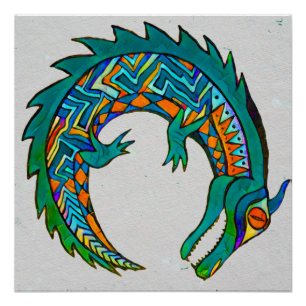 Tribal Alligator Art Poster