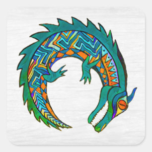 Tribal Alligator Art Square Sticker