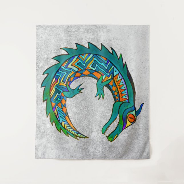 Tribal Alligator Art Tapestry (Front)