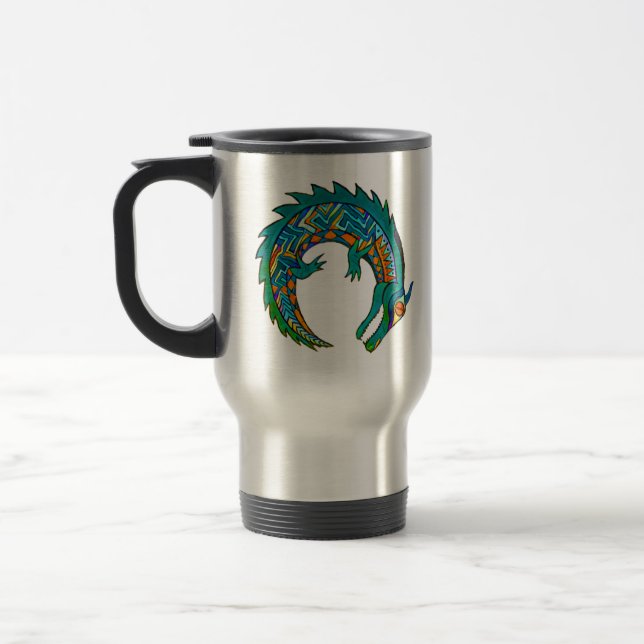 Tribal Alligator Art Travel Mug (Left)