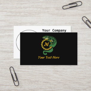 Tribal Alligator Lizard Hugging a Sun Monogram Business Card