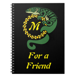 Tribal Alligator Lizard Hugging a Sun Monogram Notebook