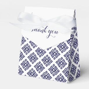 Tribal angular blue white thank you gift box