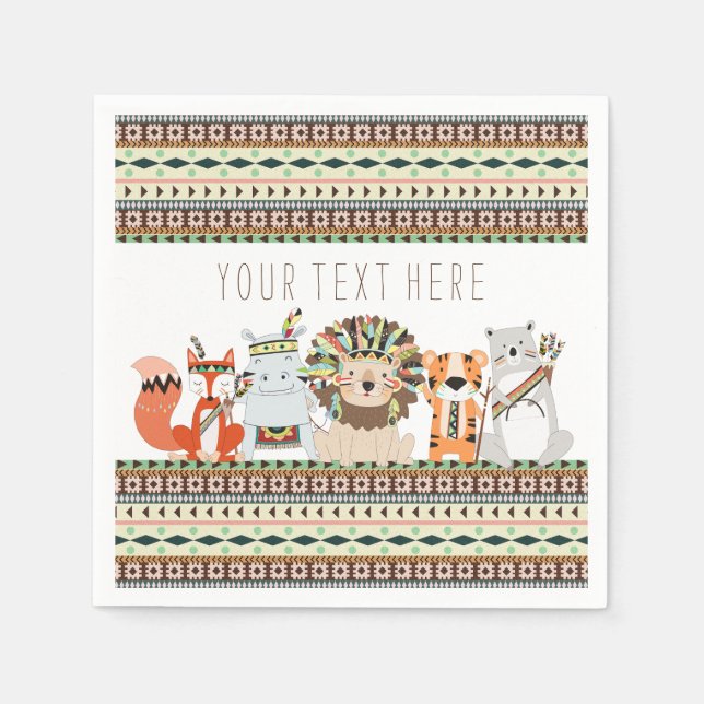 Tribal Animal Baby Shower Napkin (Front)