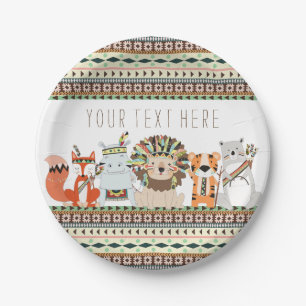 Tribal Animal Baby Shower Paper Plate