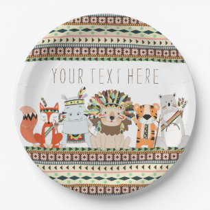 Tribal Animal Baby Shower Paper Plate
