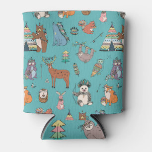 Tribal animals: woodland forest pattern. can cooler