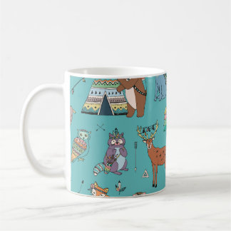 Tribal animals: woodland forest pattern. coffee mug