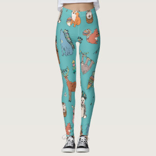 Tribal animals: woodland forest pattern. leggings