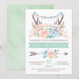 Tribal Antler Gender Reveal Baby Shower Invitation