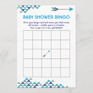 Tribal & Arrow Baby Boy Shower Bingo Cards