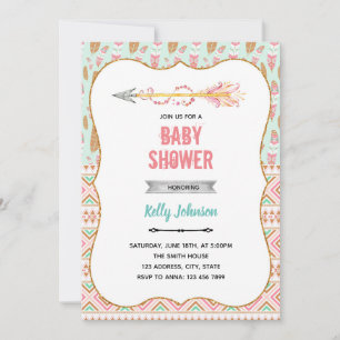 Tribal arrow baby shower birthday invitation