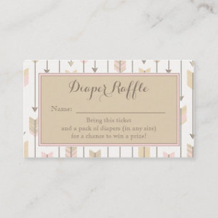 Tribal Arrow Baby Shower Diaper Raffle Ticket Tan Enclosure Card