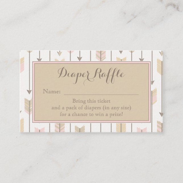 Tribal Arrow Baby Shower Diaper Raffle Ticket Tan Enclosure Card (Front)