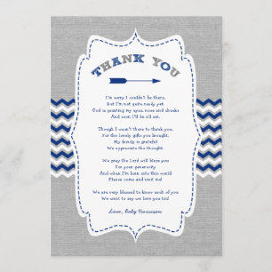 Tribal Arrow Baby Shower thank you note + poem Card