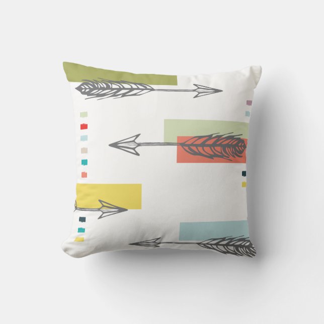 Tribal Arrow Geometric Modern Art Colourful Cushion (Front)