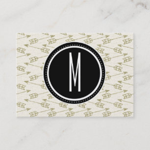 Tribal Arrows   Black Monogram Business Card