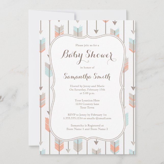 Tribal Arrows Boy Baby Shower Invitation (Front)