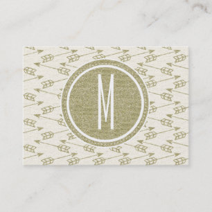 Tribal Arrows   Gold Glitter Monogram Business Card