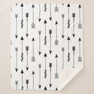Tribal arrows on white background. Seamless patter Sherpa Blanket