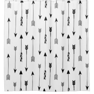 Tribal arrows on white background. Seamless patter Shower Curtain