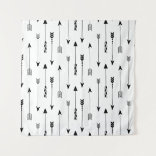 Tribal arrows on white background. Seamless patter Tapestry