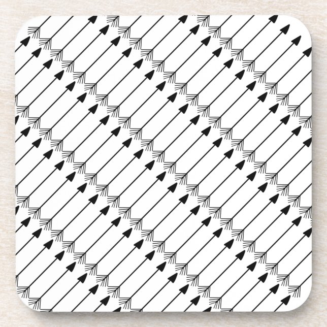 Tribal Arrows Pattern Art, Black and White Coaster (Front)