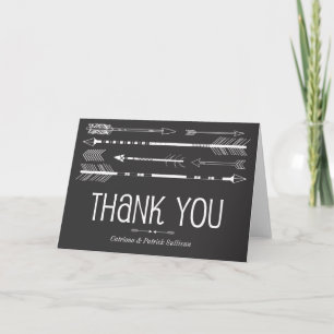 Tribal Arrows Wedding Thank You Card Grey