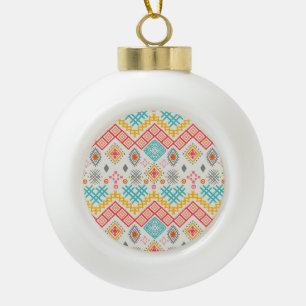 Tribal art: boho geometric print. ceramic ball christmas ornament