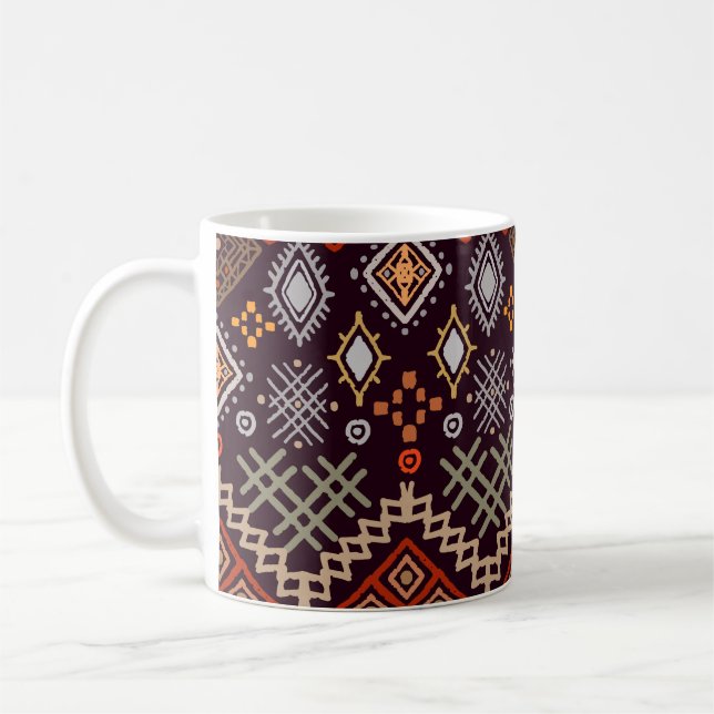 Tribal Art Boho Geometric Print Coffee Mug (Left)