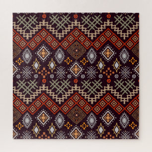 Tribal Art Boho Geometric Print Jigsaw Puzzle
