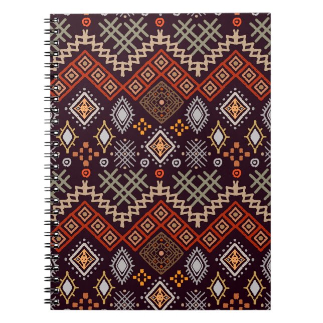 Tribal Art Boho Geometric Print Notebook (Front)